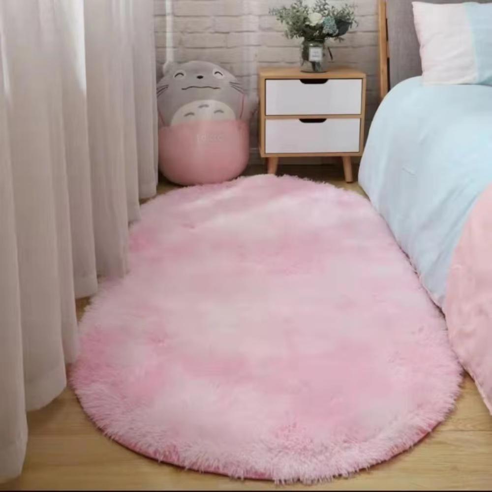 Eenvoudig effen kleur woonkamer elliptisch zijde vilt tapijt tie-dye lange vezel fluweel slaapkamer side kast tapijt huisdecoratie 50X120CM(1.6X3.9FT
