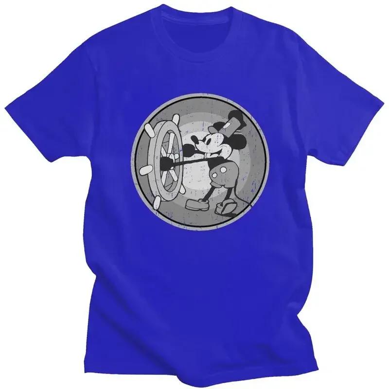 Cool Mickey Mouse Anime T Shirt Short Sleeved 100% Cotton T-shirt Summer Steamboat Willie Tees Streetwear Tshirts Unisex