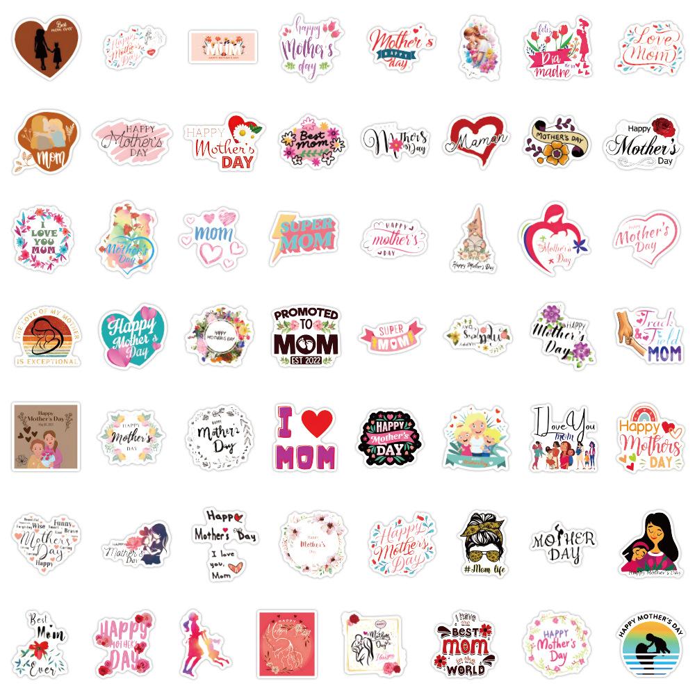 110 New Mother's Day Graffiti Stickers Decorative Skateboard Water Cup Hand Tent Waterproof Stickers