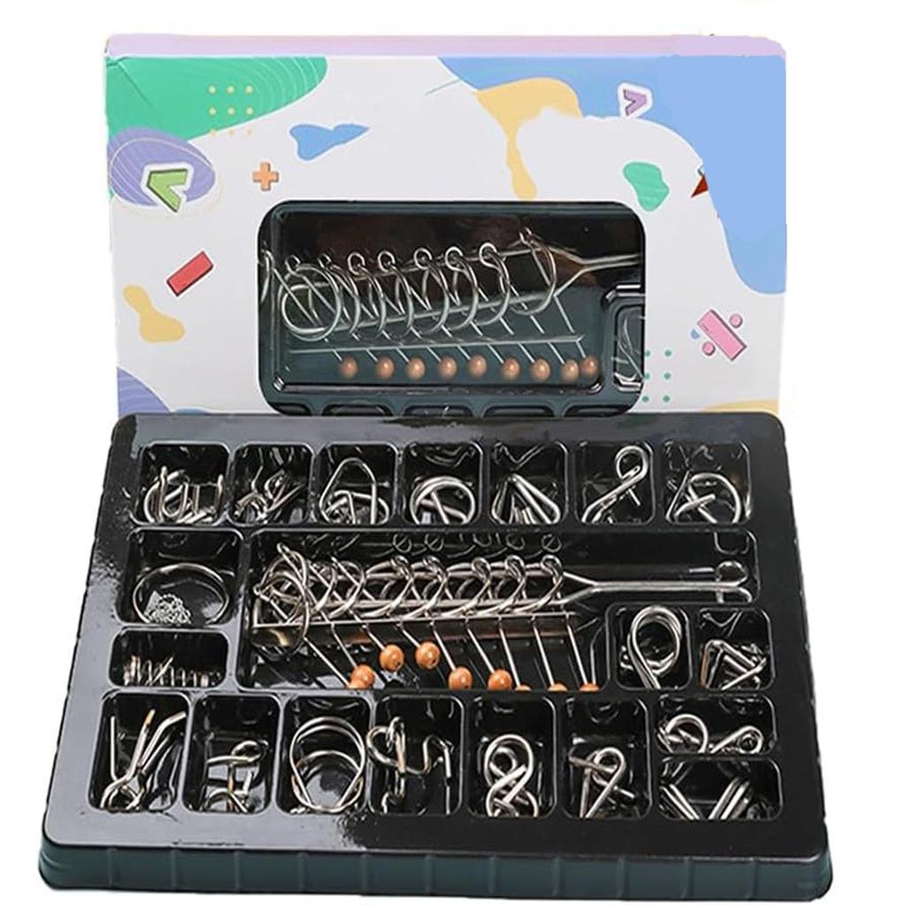 Anel de quebra-cabeça de metal, quebra-cabeças de metal, quebra-cabeças, brinquedos intelectuais educacionais, brinquedo de truque de anel chinês para festa, crianças e adultos