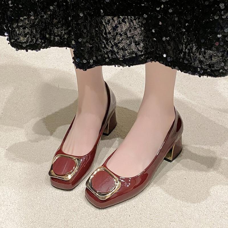 

Модная женская обувь женская повседневная черная европейская стильная элегантная комфортная весенняя обувь на квадратном каблуке женская крутая офисная карьерная обувь ea163 34 вино красного
