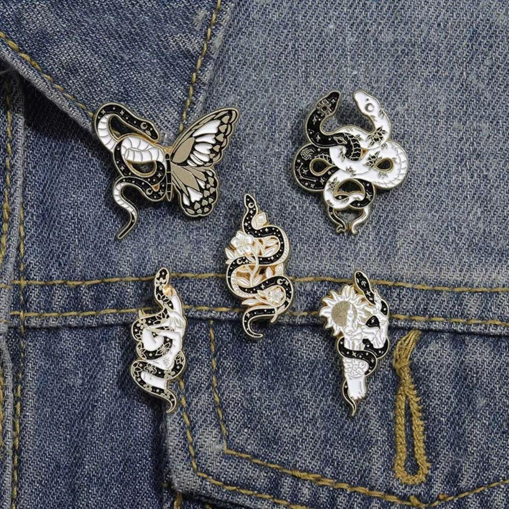 

Gothic Animal Butterfly Snake Enamel Pins 3D Snake Lapel Pin Girls Style 4