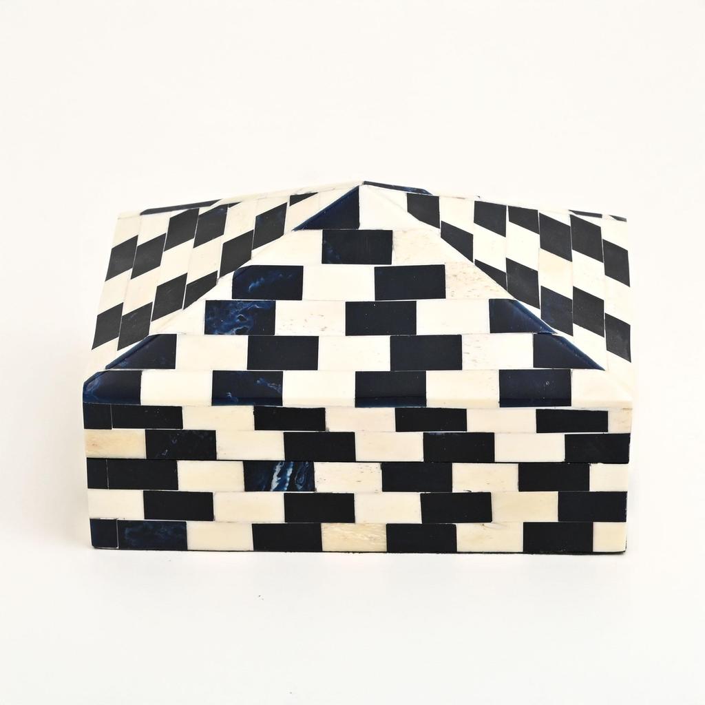 Brick Pattern Pyramid Inlay Box – Handcrafted Decorative Storage for Jewelry & Keepsakes