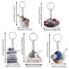 2D Flat Acrylic Playful Keychain Perfect Gift Simple Key Ring Car Home Keys Knitted Yarn Ball Pattern Novelty Key Holder