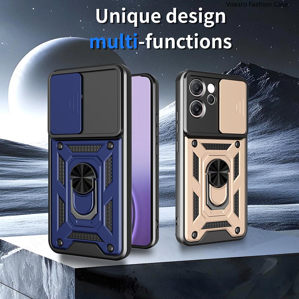 Slide Lens Armor Funda for OPPO Reno14 F 5G Case for OPPO Reno14 Pro Reno 14 F 5G Case Magnetic Ring Stand Holder Cover Capa