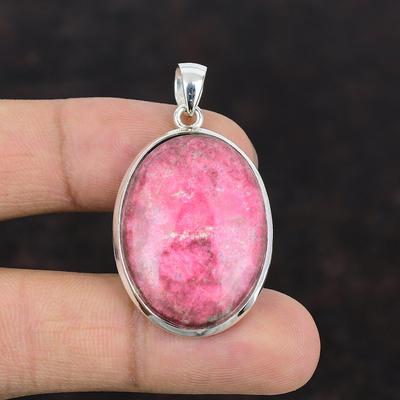 Thulit Anhänger Echter Edelstein Anhänger 925 Sterling Silber Anhänger Thulit Silber Schmuck Handgefertigter Anhänger Geschenk für Freundin Statement Anhänger