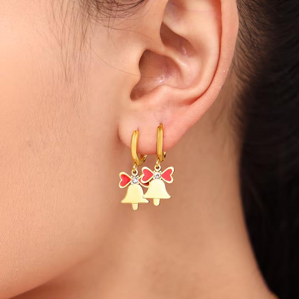 18K Gold-Plated Zircon Enamel Earrings Set