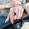 Luoxi Temple 2023 S925 Silver Simulated Emerald Cut Royal Blue Ring