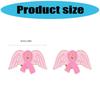 10Pcs Cancer Awareness Brooch Pink Alloy Ribbon Pin Wing Shape Brooches Lapel Pin with Back Clasp For Clothing Dress Bag