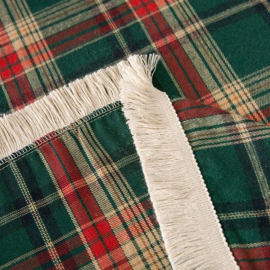 Christmas Round Tablecloth Plaid Tassel Tablecloth Home Party Wedding Thanksgiving Birthday Decoration