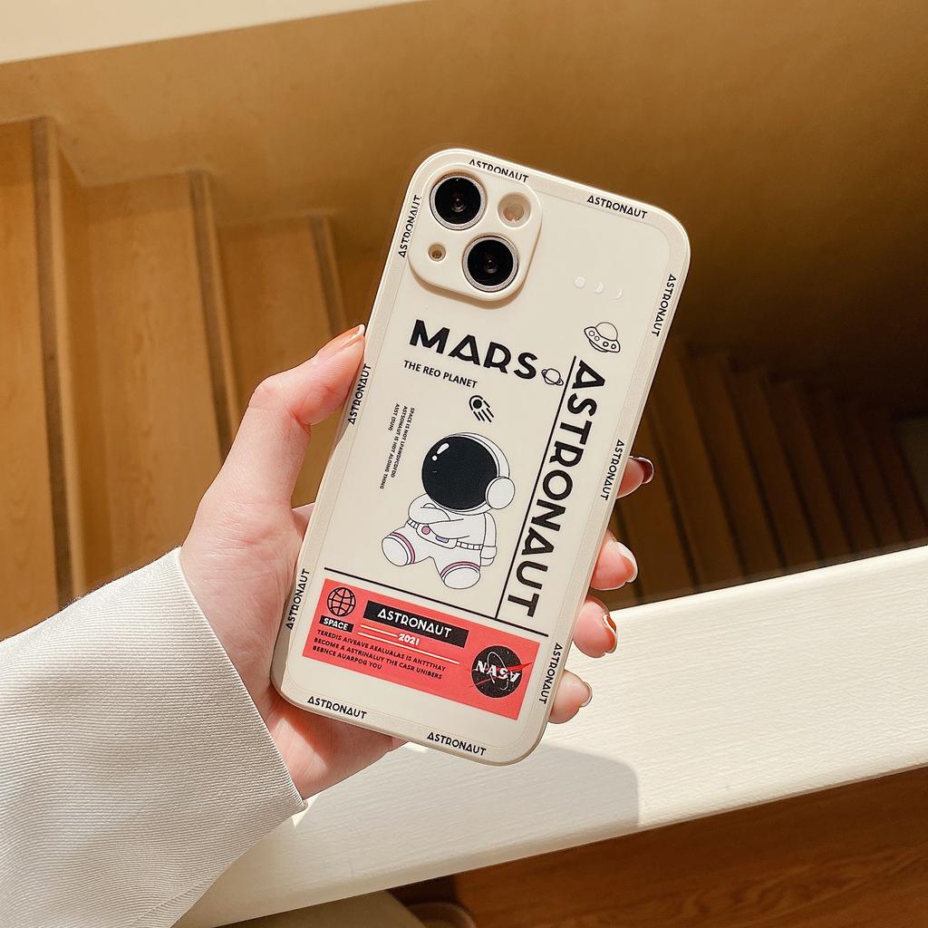 For iPhone 13 6.1 inch Mars Astronaut Pattern Soft TPU Phone Case Precise Cutout Protective Cover