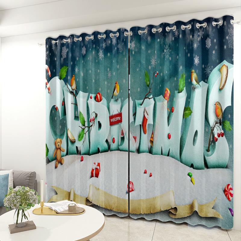 Christmas Curtains Bedroom Living Room Balcony Blackout Curtains Office Hotel Insulation Curtains