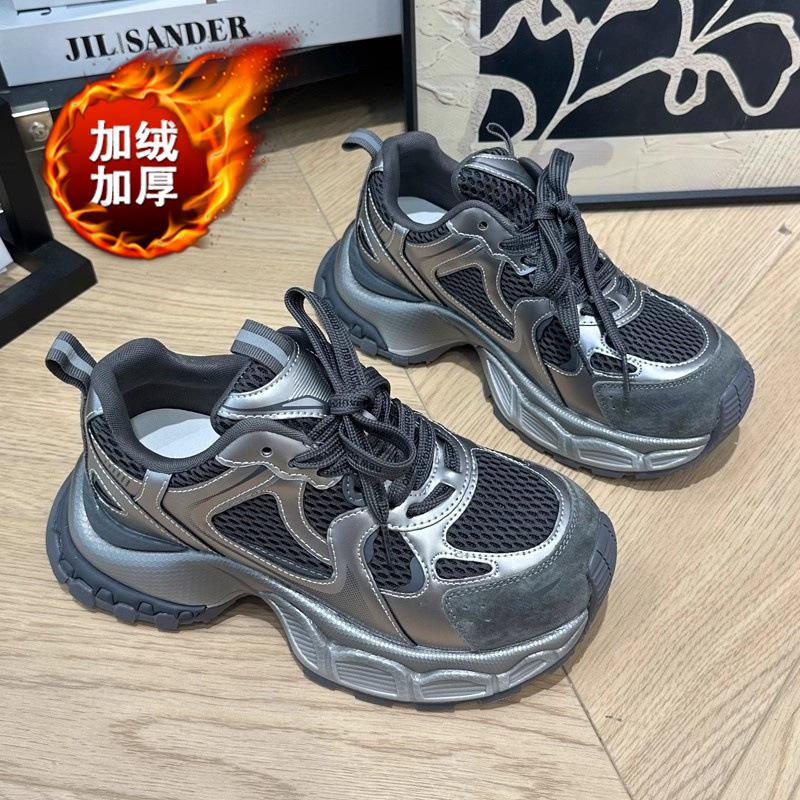 Fleece dad shoes autumn and winter new thick-soled heightening comfortable warm sports casual cotton shoes