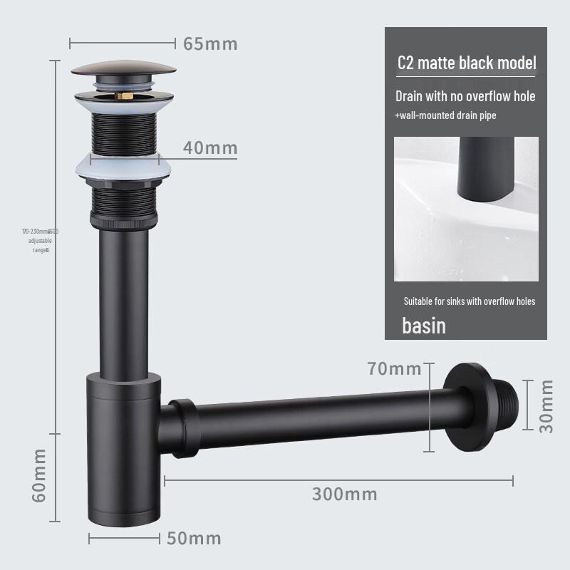 TLXT Bathroom Sink Pop-up Drainer with Anti-odor Drain Pipe