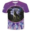 Summer New Wolf Pattern Digital Printed Short Sleeved Men's T-shirt Round Neck Slim Fit Couple Base Shirt