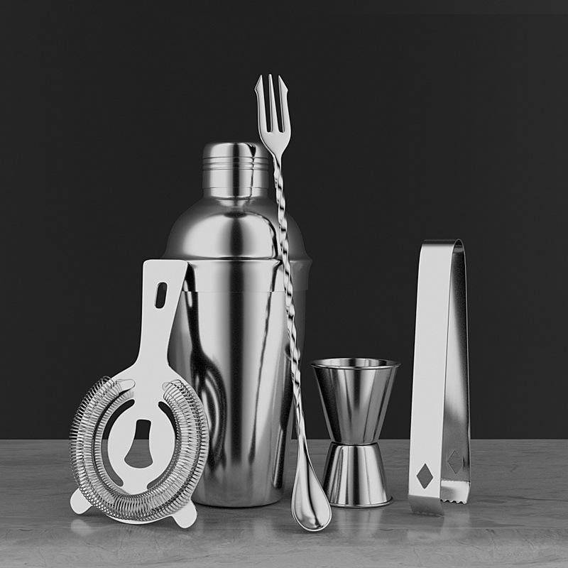 2025 New Stainless Steel Cocktail Shaker Set - Bartender Set with Stirring Stick/Spoon, Home Bar Mixing Tools