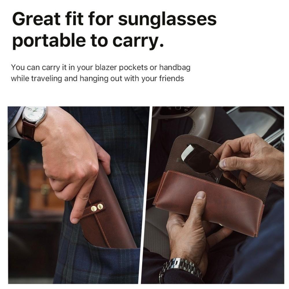 Genuine Leather Eye Glasses Pouch Portable Sunglasses Holder Fashion Glasses Case  for Men Women