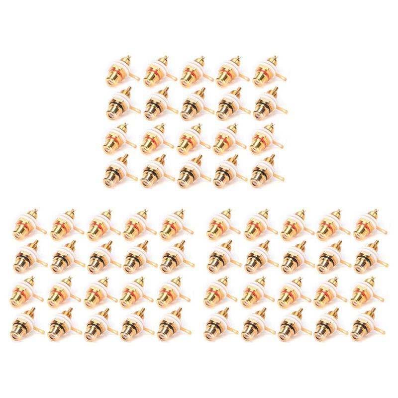 Feb.60Pcs Gold Plated RCA Terminal Jack Plug Female Socket Chassis Panel Connector For Amplifier Speaker