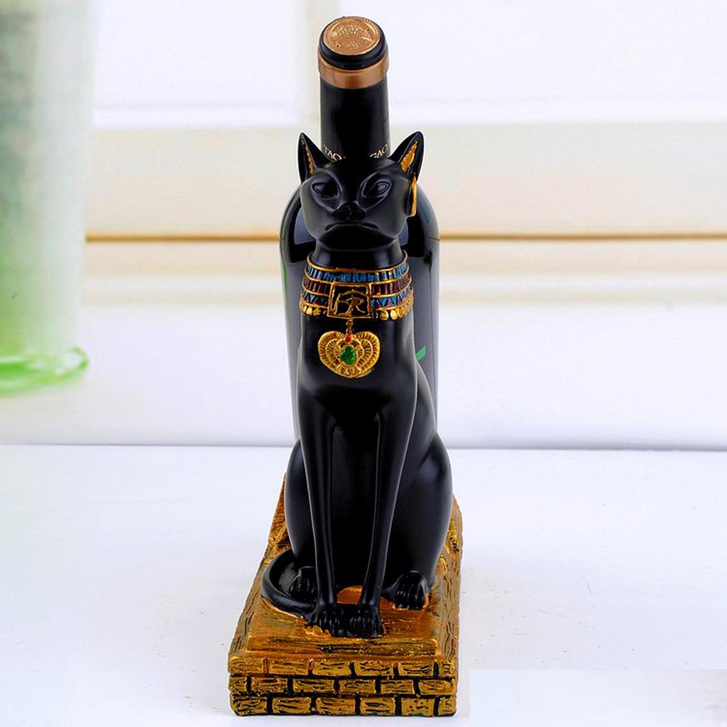 Anberotta Egyptian Cat God Wine Holder, Wine Rack, Wine/Champagne Bottle Stand, Interior Display, N-W18