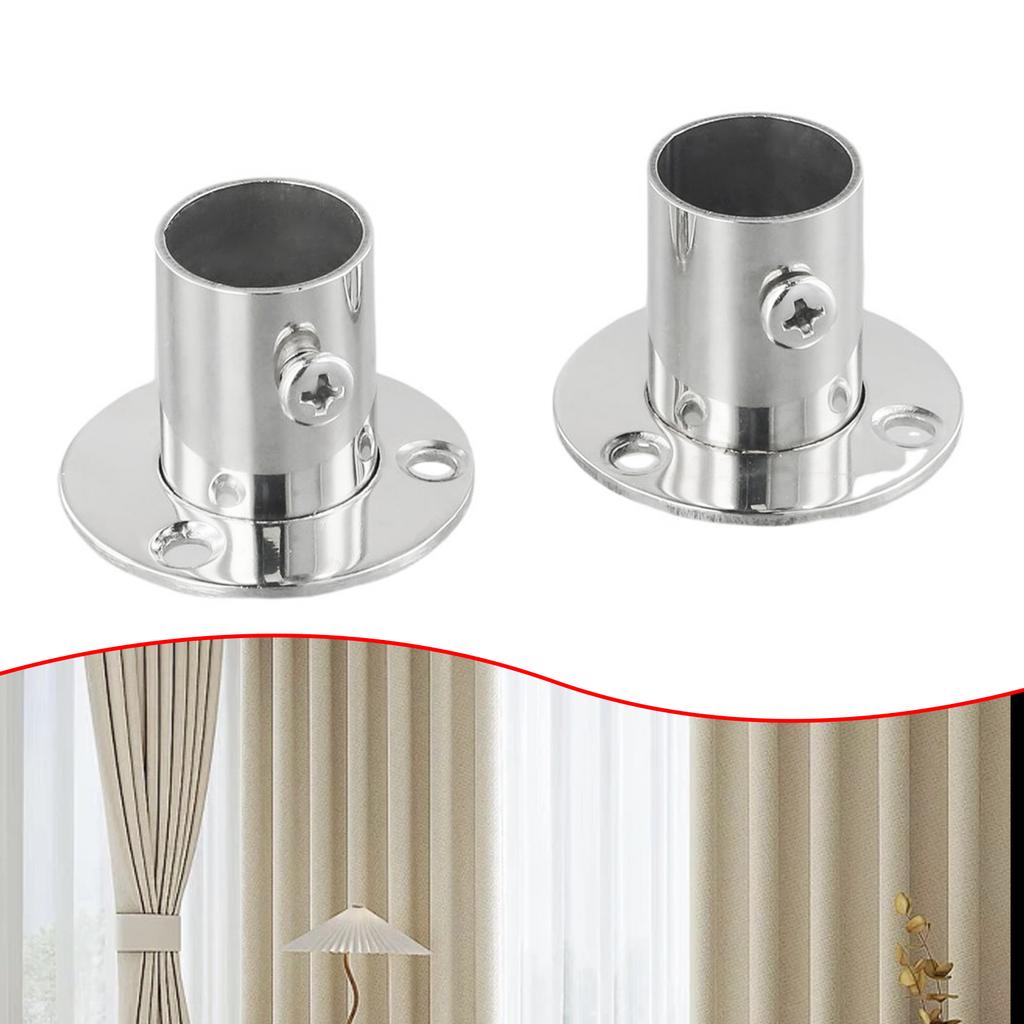End Support Pole Steel Wardrobe Bracket Flange Rail Rod Pole Pc Socket End Support Stainless Steel Practical To Use