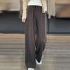 Women's 100% Pure Wool Wide Leg Knitted Pants - High Waist, Thickened, Casual, Long, Autumn/Winter Wear, Cashmere, Straight Leg.