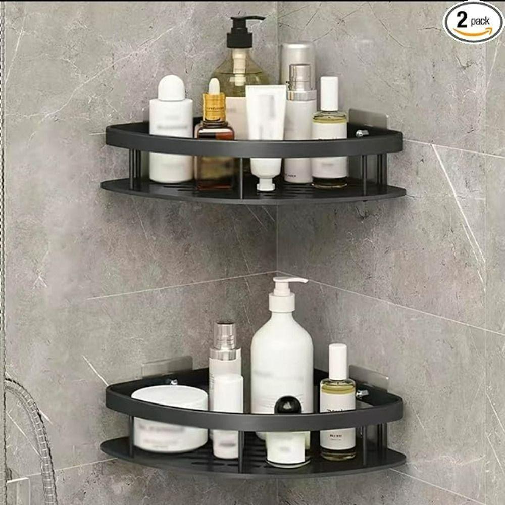 Triangular Shower Corner Shelf Free Punching Bathroom Glass Shelf Bathroom Storage Rack Toilet