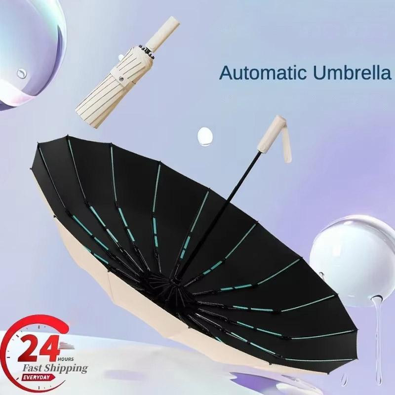 60Bones Super Windproof Umbrella All Weather Umbrellas Large Size Men Automatic Business Umbrella Uv Protection Women Sunshade