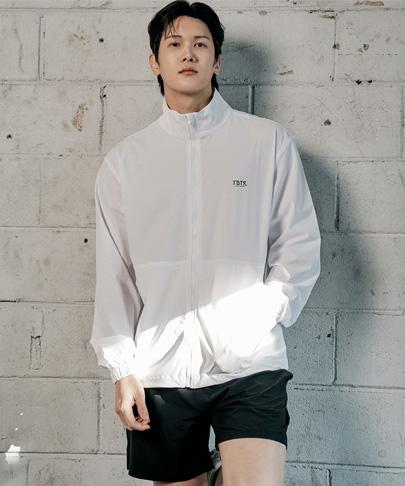 Tyubeuteuli Men'S Loose Fit Zip-Up String Rash Guard A805 White