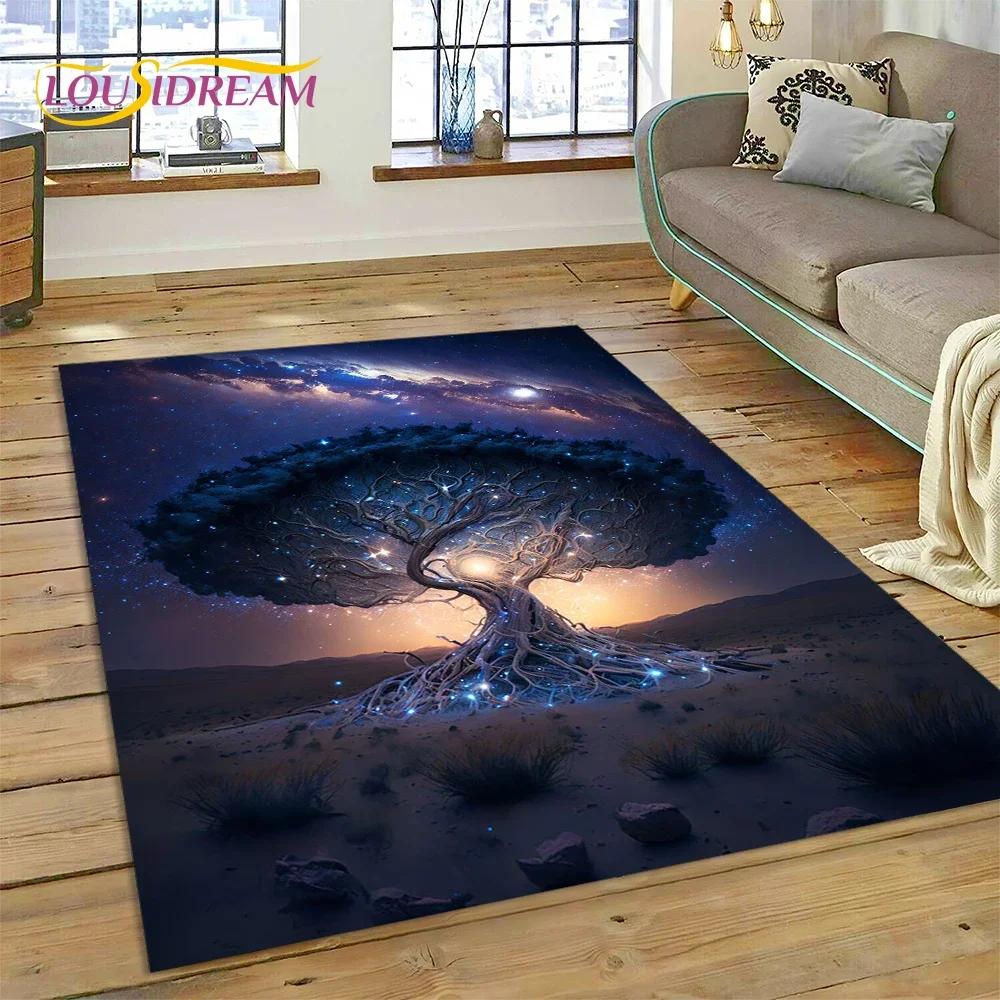 Nordic Mythology Yggdrasil Nature Tree of Life Carpet Rug for Home Living Room Bedroom Sofa Doormat Decor,kid Non-slip Floor Mat