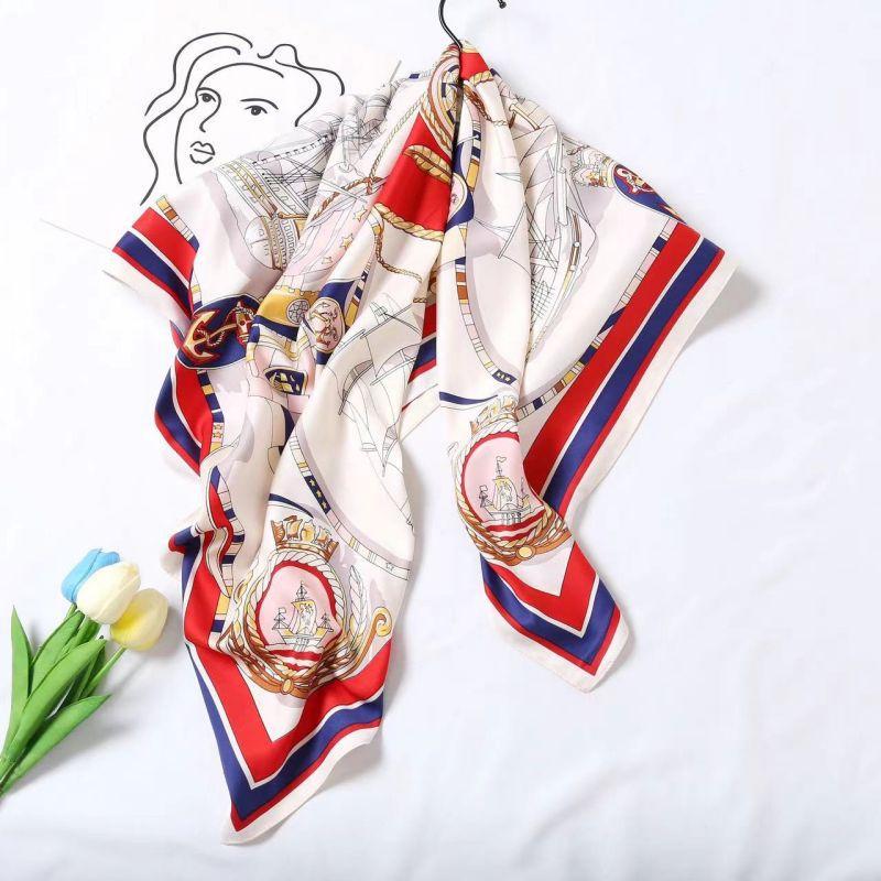 Versatile Shawl Animal Print Black And White Simple Large Square Scarf 90 * 90Cm Simulated Silk Twill Silk Women'S Silk Scarf