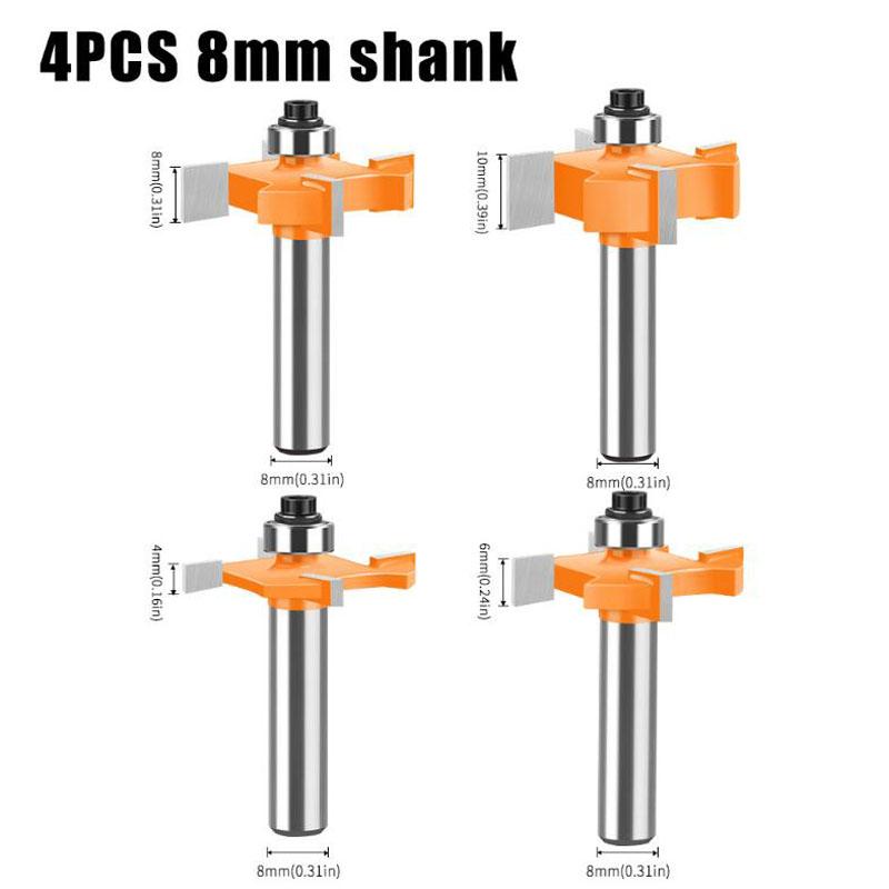 

Четырехгранная шаровая Т-образная фреза для прорезки пазов, головка из сплава, головка кромкообрезного станка, деревообрабатывающая фреза, хвостовик 8 мм 4pcs оранжевый