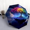 1 PC Automatic Folding Umbrella - The Mysterious Tree of Life Pattern, Portable & Foldable Design with 8 Ribs, Christmas Birthday Gifts