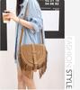 Versatile Ethnic Khaki Xishi Velvet Tassel Crossbody Bag - Women's Retro Style, Large Capacity