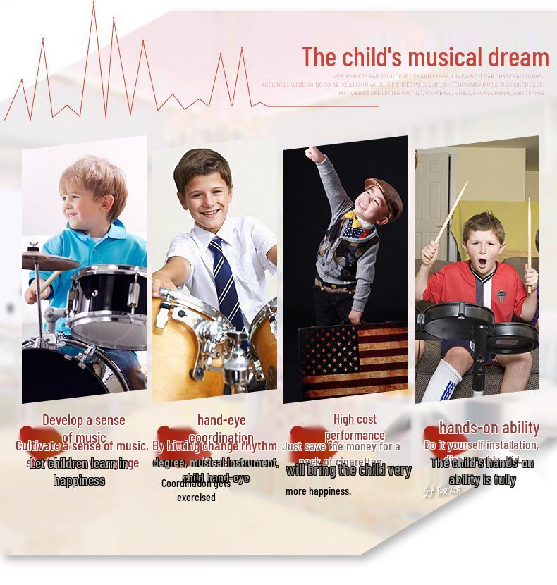 Children's Jazz Drum Set Toy for Ages 3-6: Early Music Education Percussion Instrument