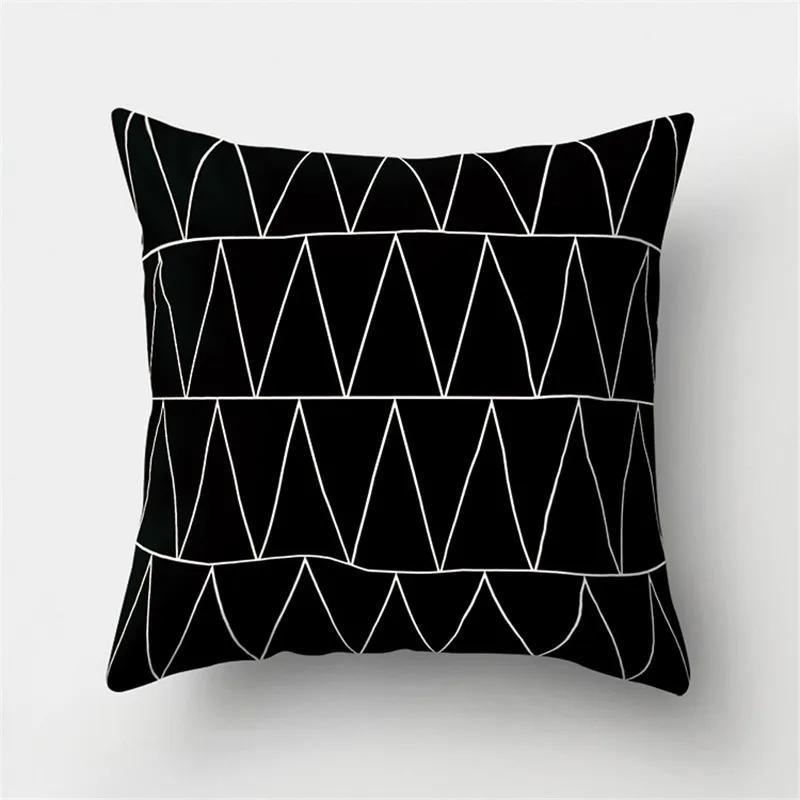 White Black Geometric Cushion Cover x Pillowcase Sofa Decor Polyester Home