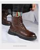 2025 Men's Genuine Leather High Top Martin Boots, Trendy Thick-Soled, Retro British Style, Plus Velvet.