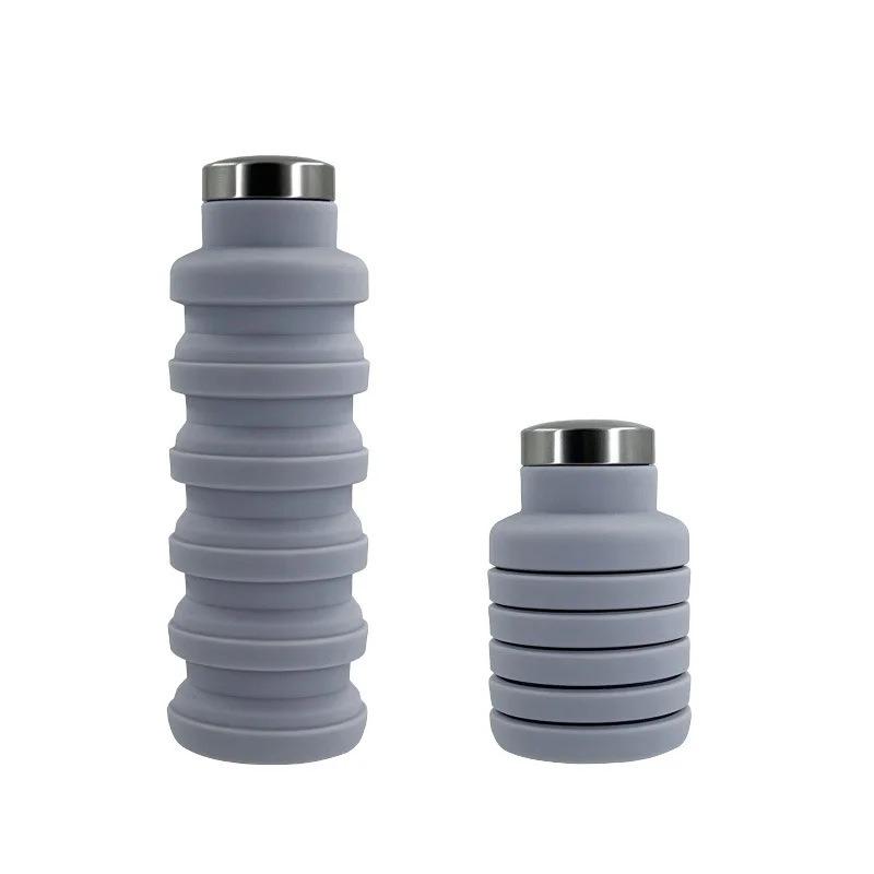 Collapsible Silicone Water Bottle, Leakproof Portable Sports Bottle for Travel & Hiking