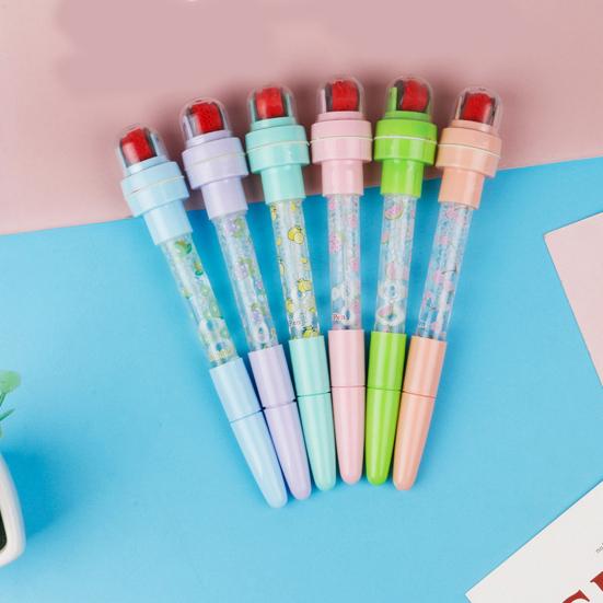 Gel Pen 4 In 1 Multi-functional Bubble Maker Roller Stamper Stationery Cartoon Fruit Pattern Plastic Writing Pen School Supplies