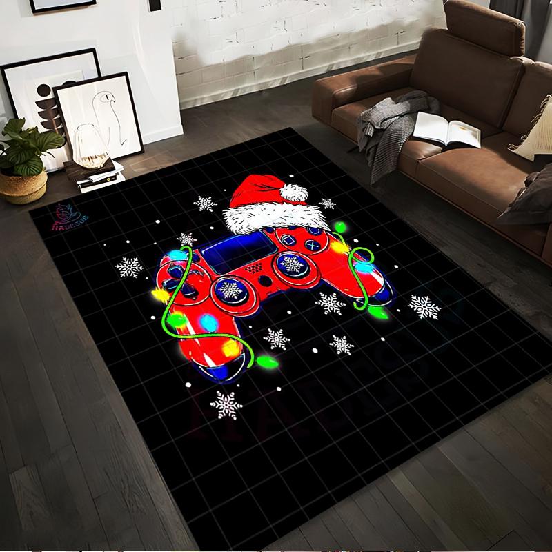 

Christmas Game Controller Rug with Santa Hat and Snowflake Pattern Suitable for use as an anti-slip for living room bedroom sofas 40x60cm( 15x23in )