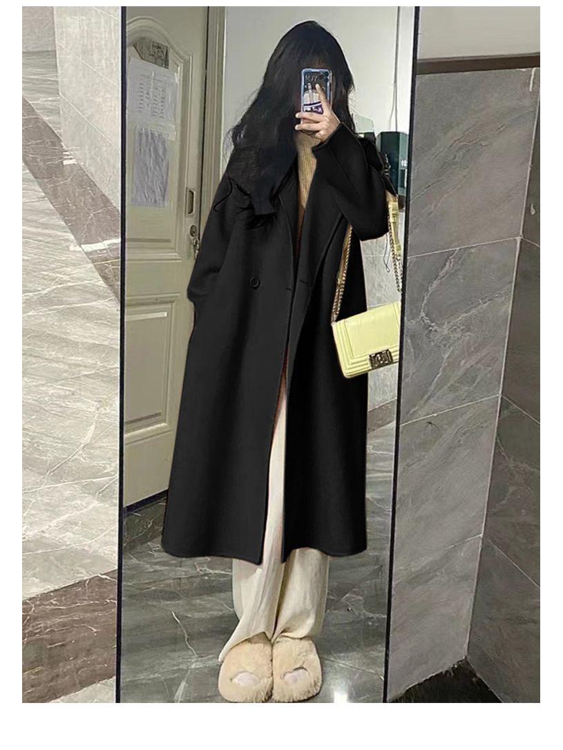 

Женское шерстяное пальто в корейском стиле, большого размера, свободного кроя, утепленное, для осени и зимы, средней длины. L чёрный