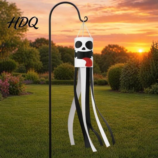Festive Halloween Banner 39 Inch Windsock Flag Cartoon Ghost Flag Windsock Waterproof Hanging Door Decoration Ornament