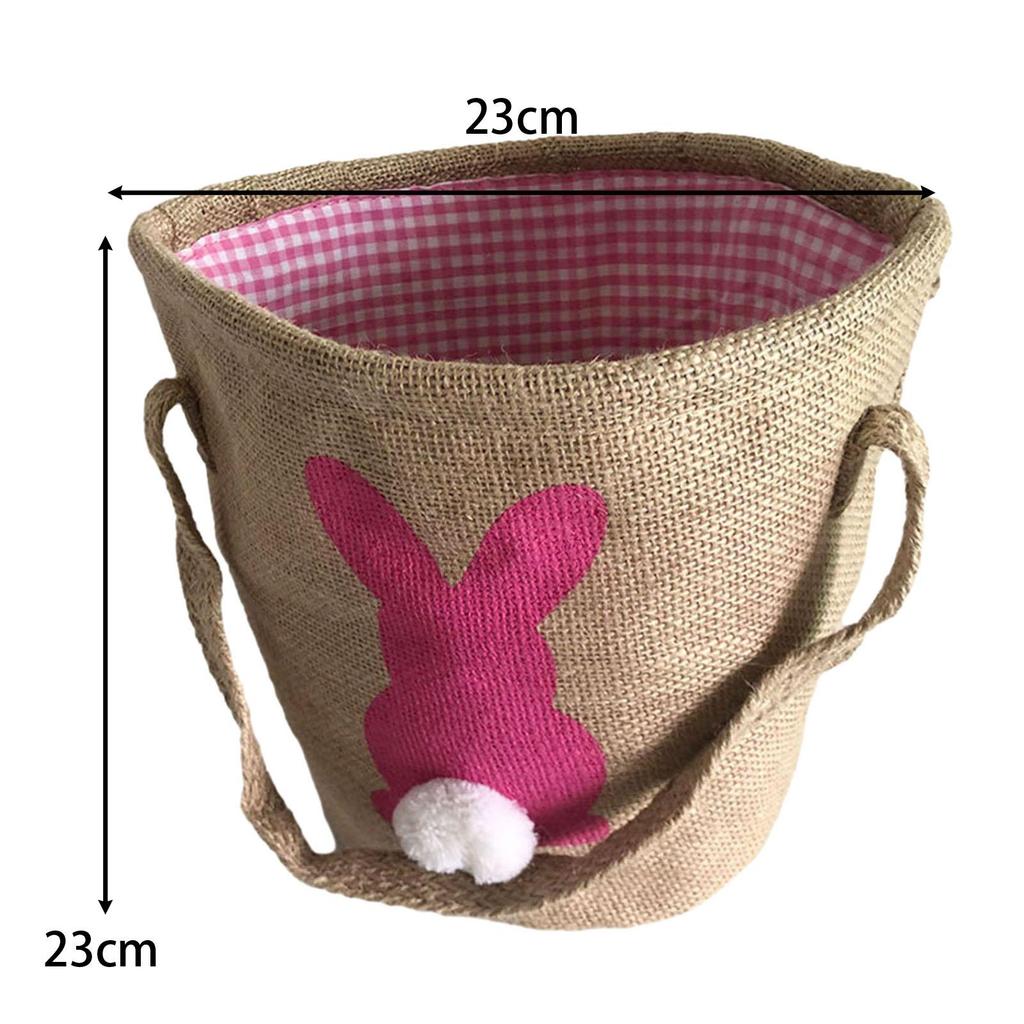 Easter Basket Children's Treats Bag Reusable Jute Tote with Handle Suitable for Egg Hunts