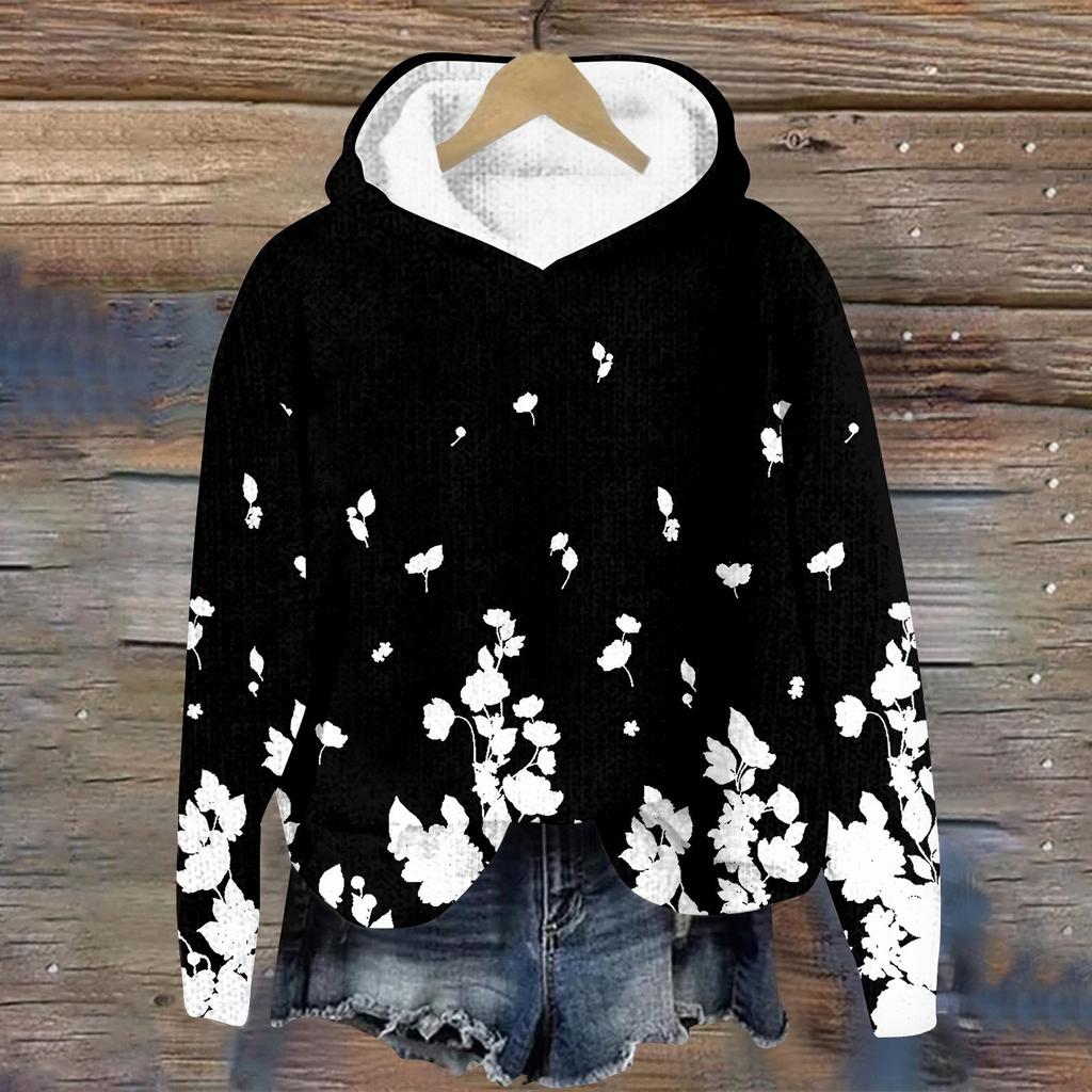 Women's Knit Sweater Cute Shirt Fall Crewneck  Pullover Tops Hoodied Sweatshirt
