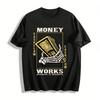 Skeleton Hand Holding Dollar Trendy Print Hip Hop Casual Tee Pure Cotton T-shirt