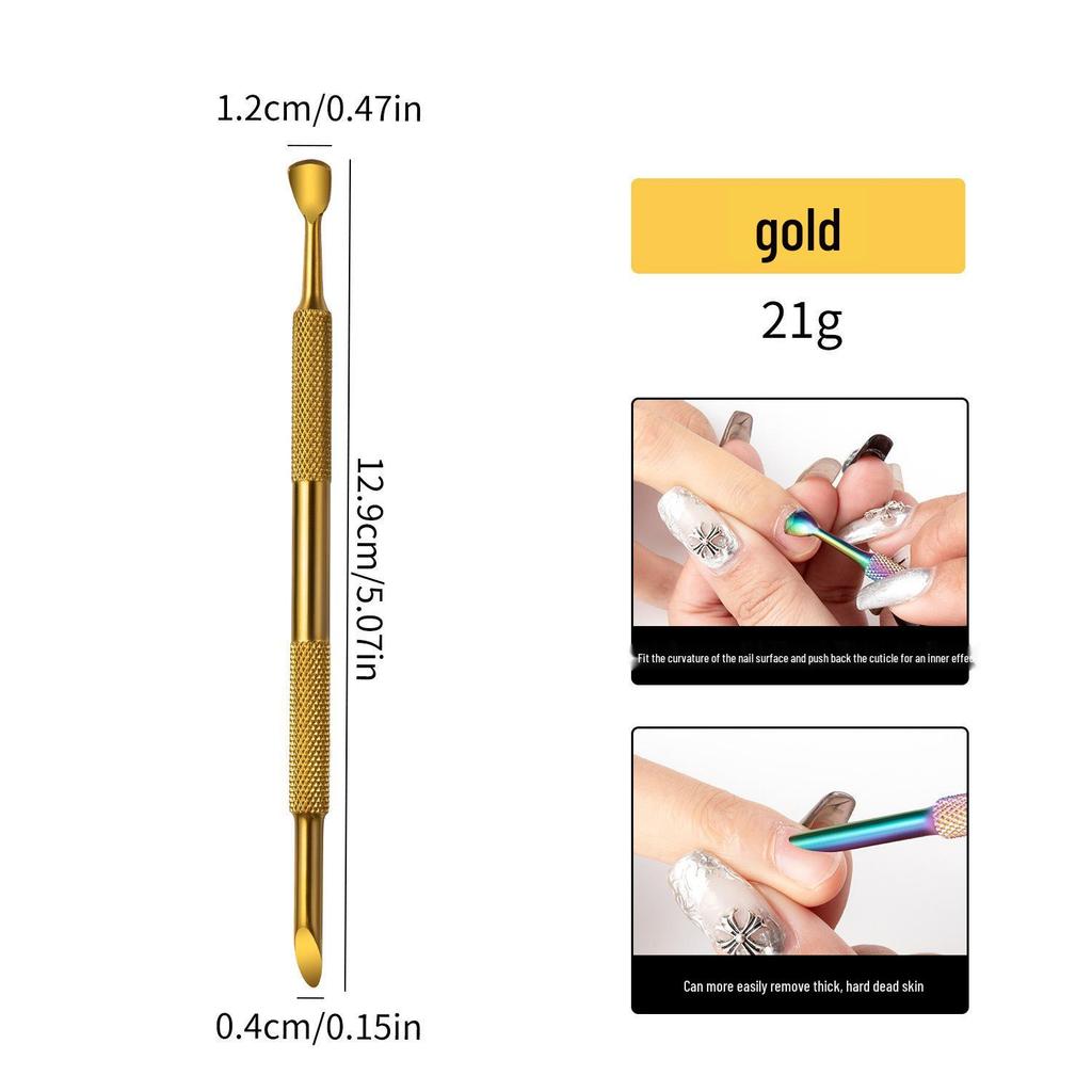 Stainless Steel Double-Ended Nail Art Exfoliating and Cuticle Pusher Tool