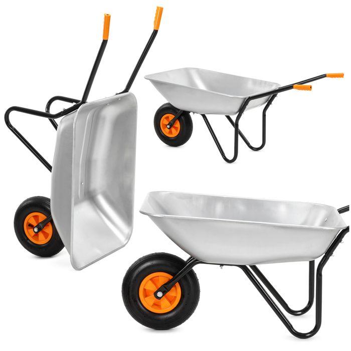 Carriola da giardino - SPRINGOS - GA0256 - 120 L - Acciaio zincato - Ruota pneumatica - 100 kg
