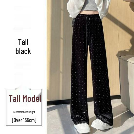

Women s Autumn/Winter Fleece-Lined Gold Velvet Wide-Leg Pants with Elastic Waist 2XL 130-140 lbs
