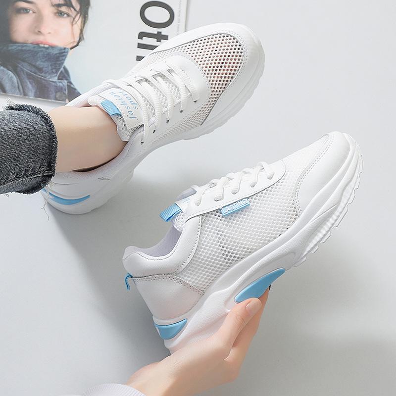Nettsko Dames Hule Enkeltnett Sportssko Pustende Lavsko Sommer Ensfarget Løpesko Nett Pappa-sko