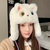 Warm female autumn and winter cold protection thickened ear protection hat plush hat cartoon big eyes cat ears pullover hat