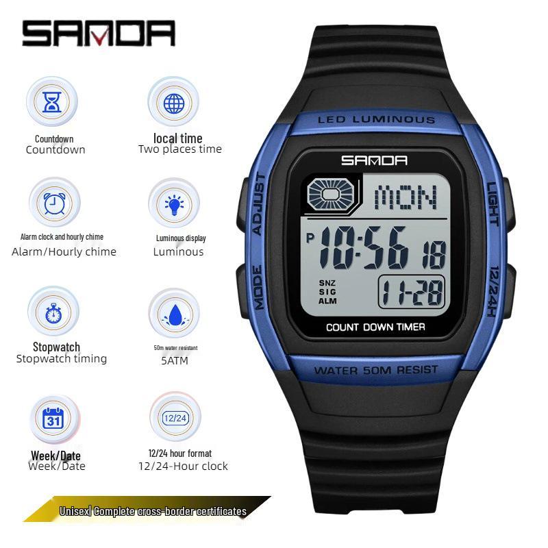 SANDA Multi-Functional Big Dial Watch with Alarm, Snooze, Countdown for Junior & Senior High School Students